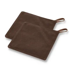 2 Agarradores Pillivuyt Gourmet 20,5x20,5 cm, Cuero marrón