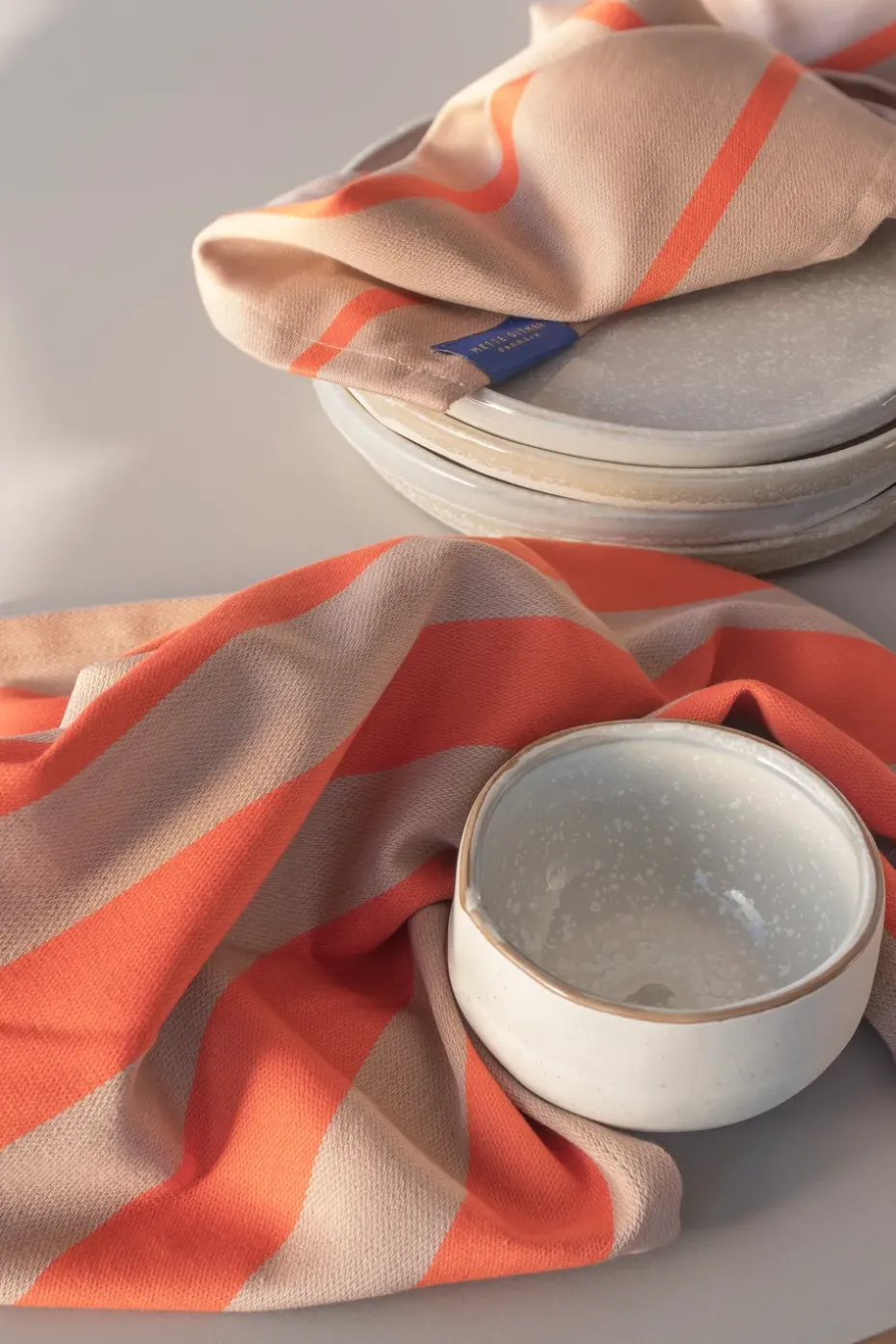 2 Bayetas de cocina Stripes 33x33 cm, Latte