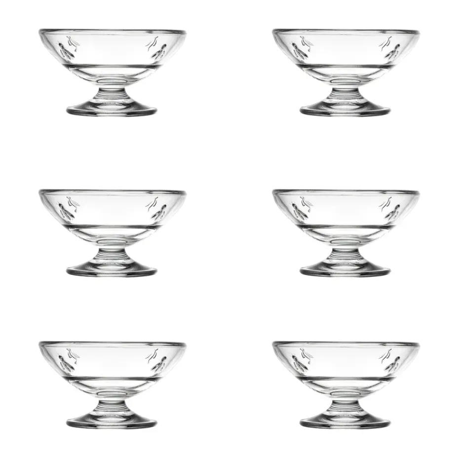 6 Boles de cristal con pie Abeille 20 cl, Transparente
