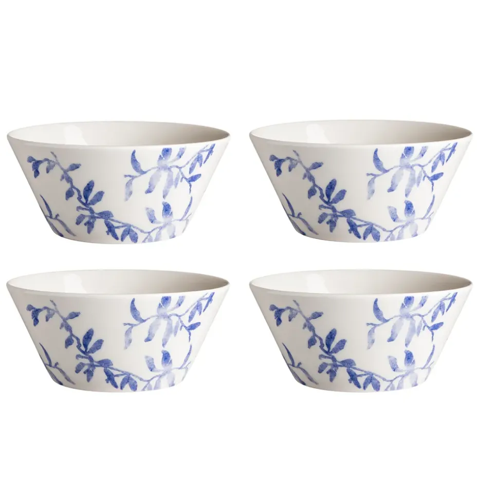 4 Boles para desayuno Havspil 60 cl, azul-blanco