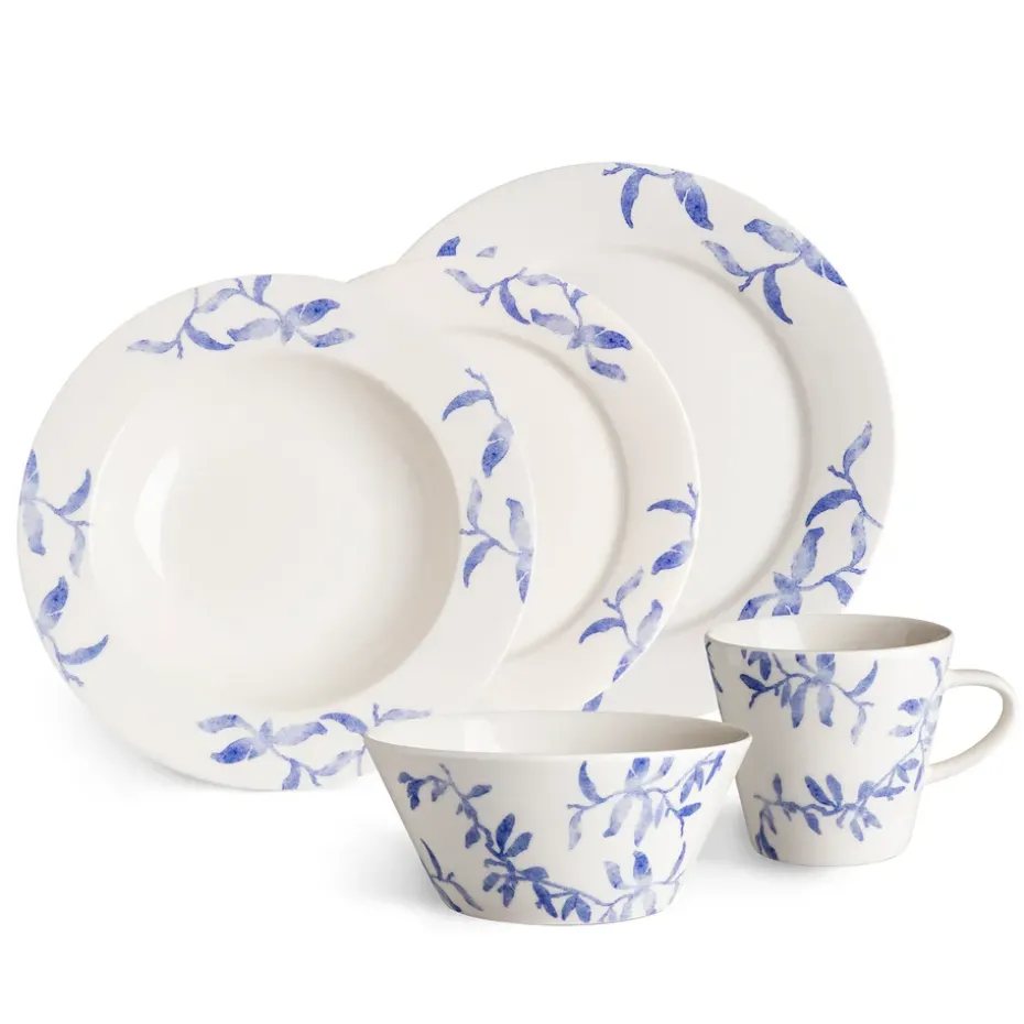 4 Boles para desayuno Havspil 60 cl, azul-blanco