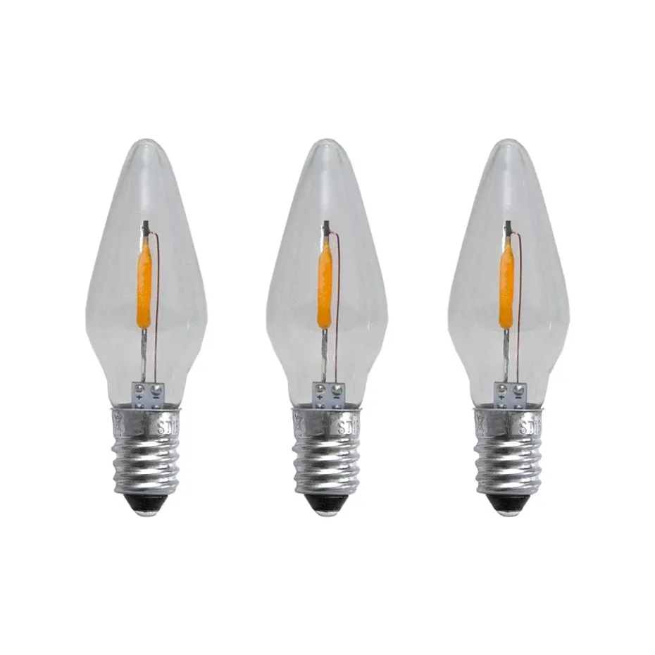 3 Bombillas de repuesto E10 LED filament soft glow, 0,5W 1900K no regulable