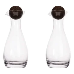 2 Botellas de aceite/vinagre con bola de corcho Nature 35cl, transparente-marrón oscuro