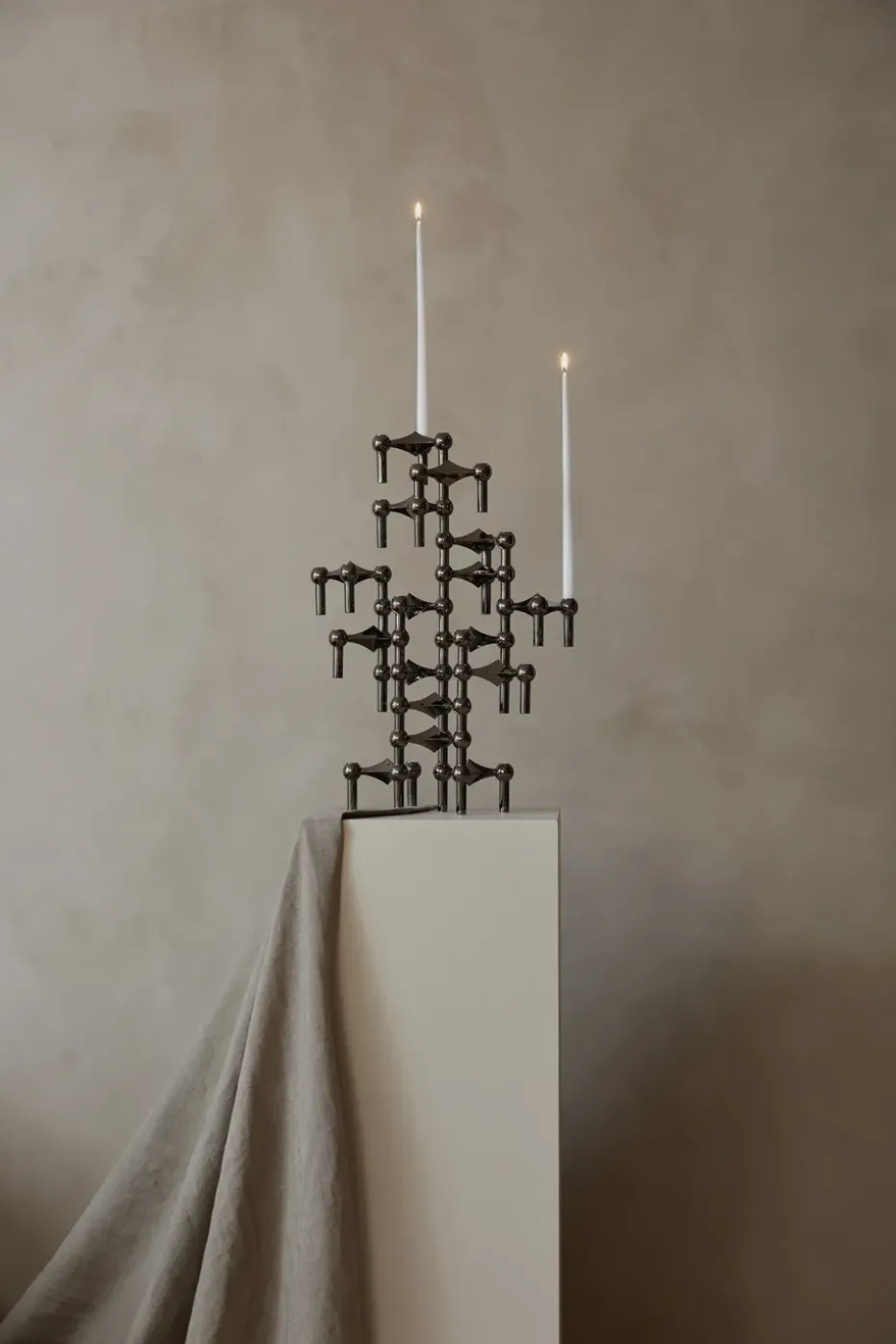 3 Candelabros STOFF Nagel, cromo negro
