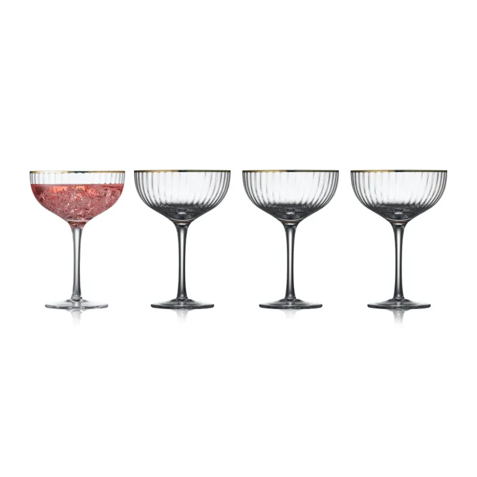 4 Copas de cóctel Palermo Gold 31,5 cl, Transparente-oro