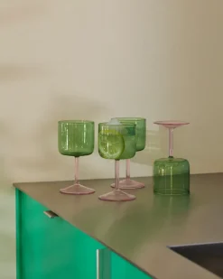 2 Copas de vino Tint 25 cl, Verde-rosa
