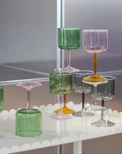 2 Copas de vino Tint 25 cl, Verde-rosa