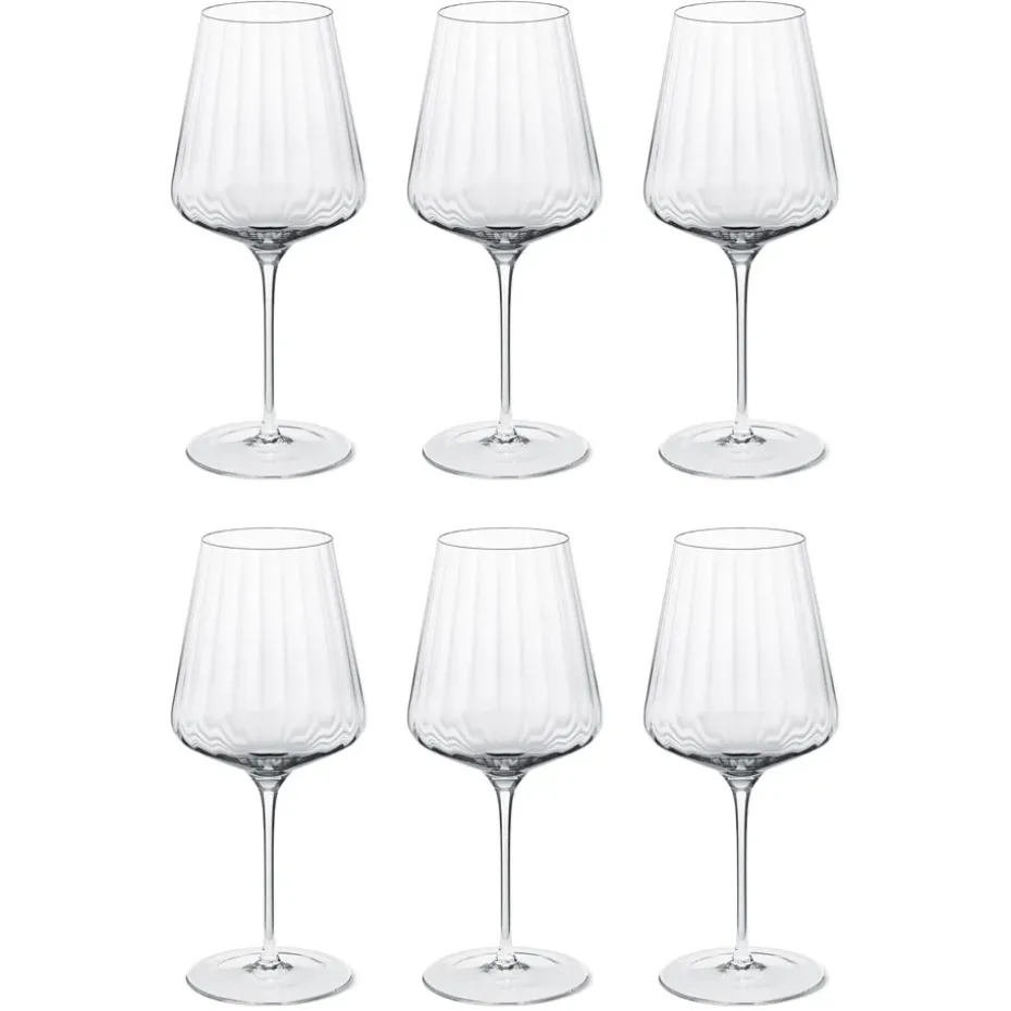 6 Copas de vino tinto Bernadotte, Cristalino