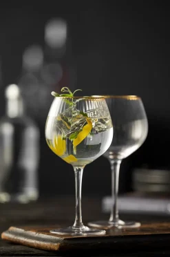 4 Copas gin tonic Palermo Gold 65 cl, Transparente-oro