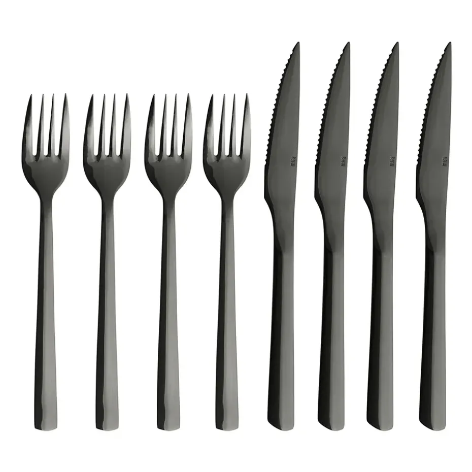8 Cubiertos de carne Raw, negro