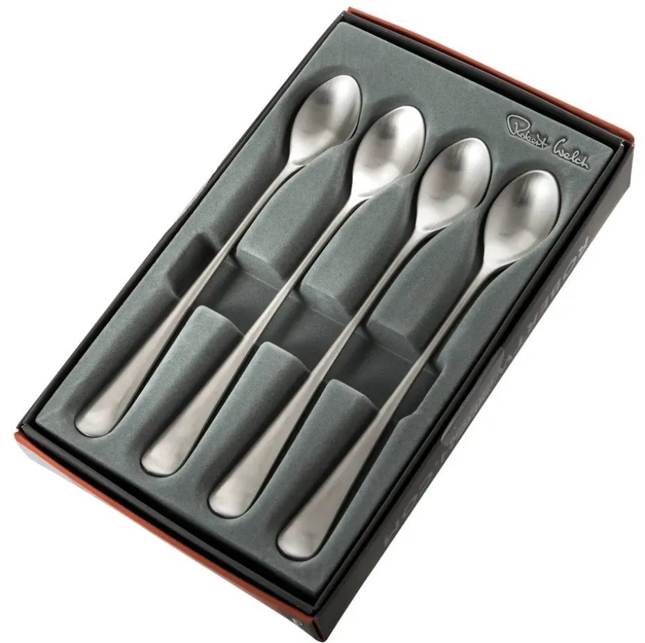4 Cucharas de café con leche Radford mate, acero inoxidable
