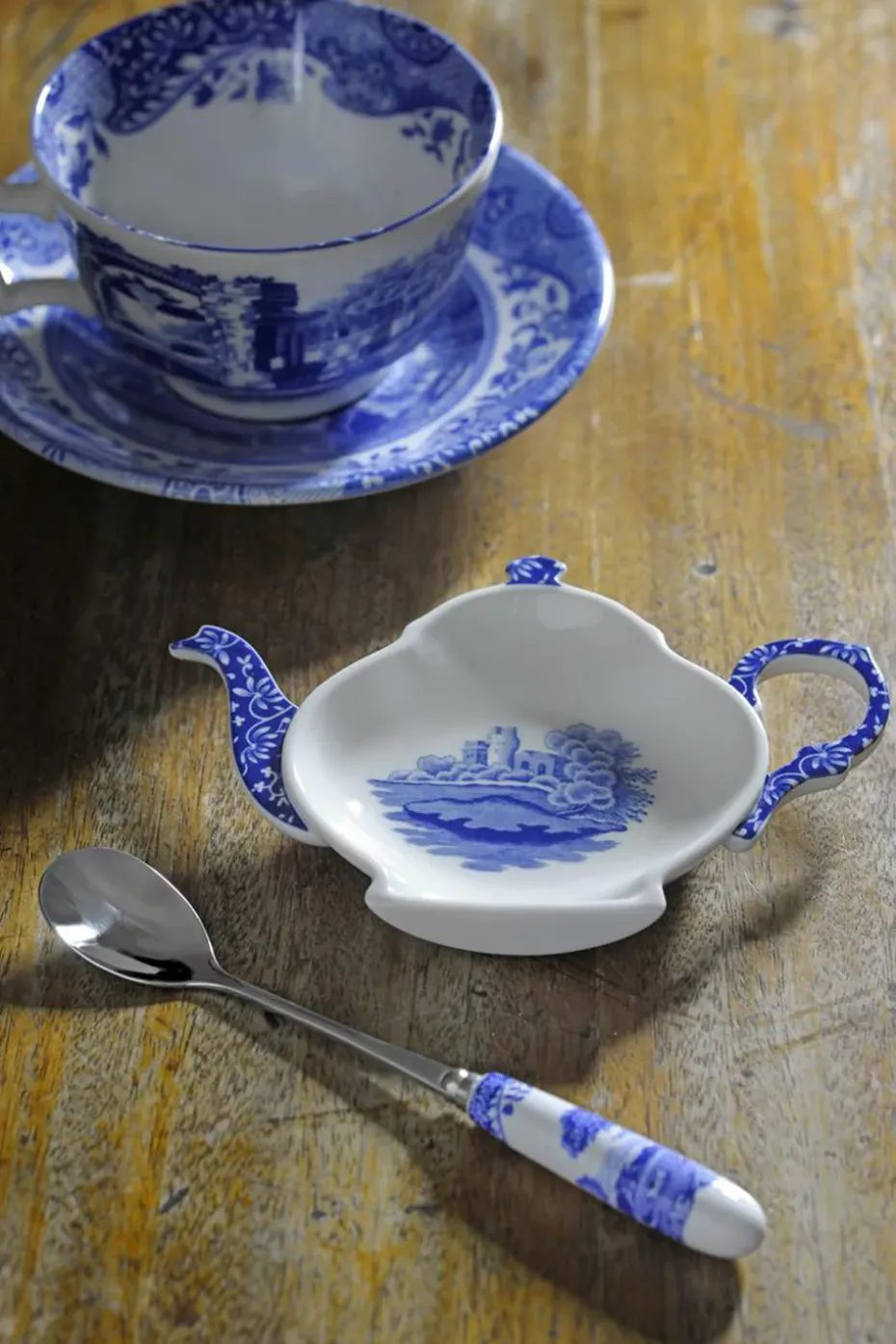 6 Cucharillas de té Blue Italian, Cerámica-acero inoxidable