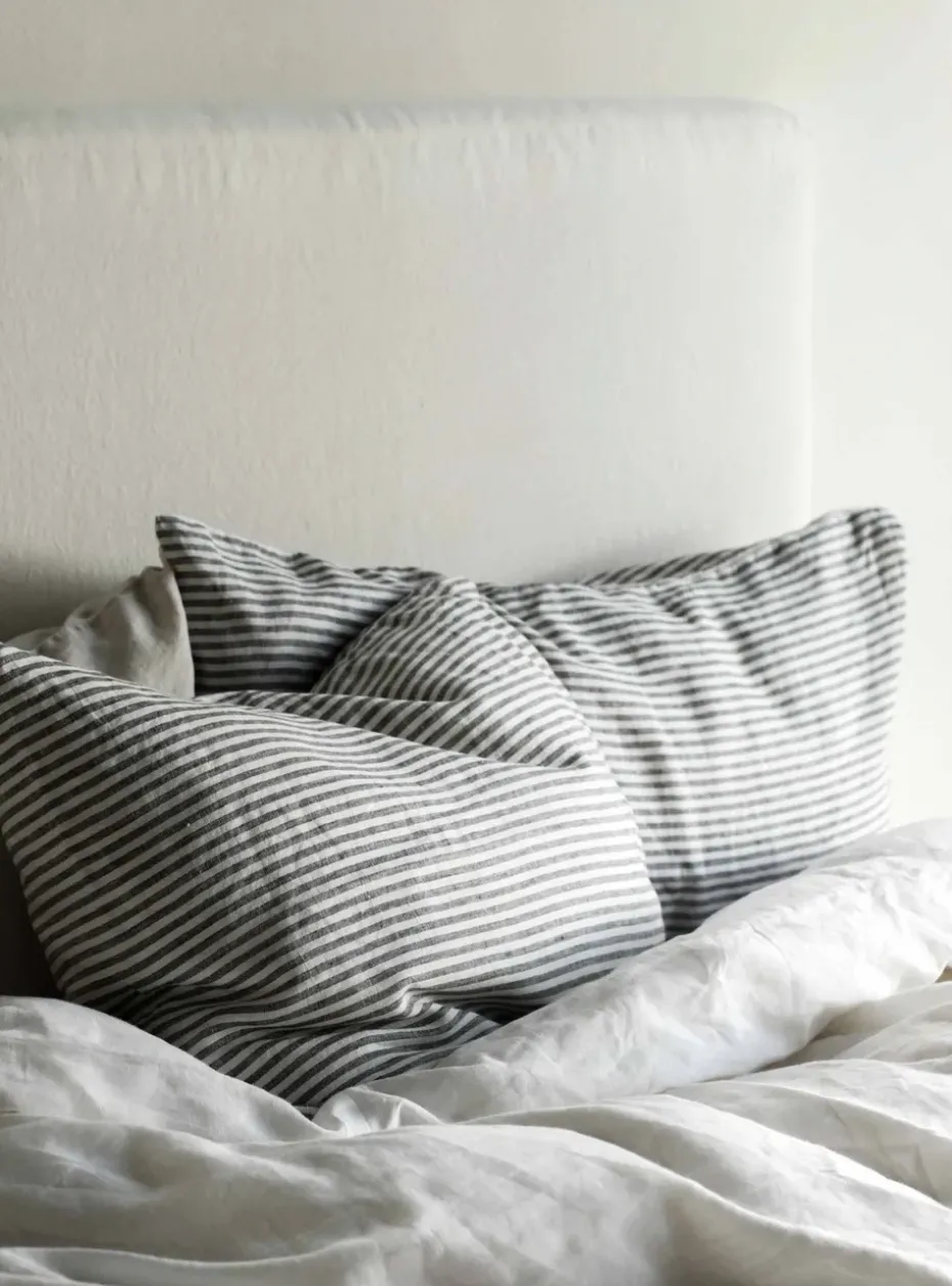 2 Fundas de almohada Stonewashed lino 50x60 cm, Grey-white