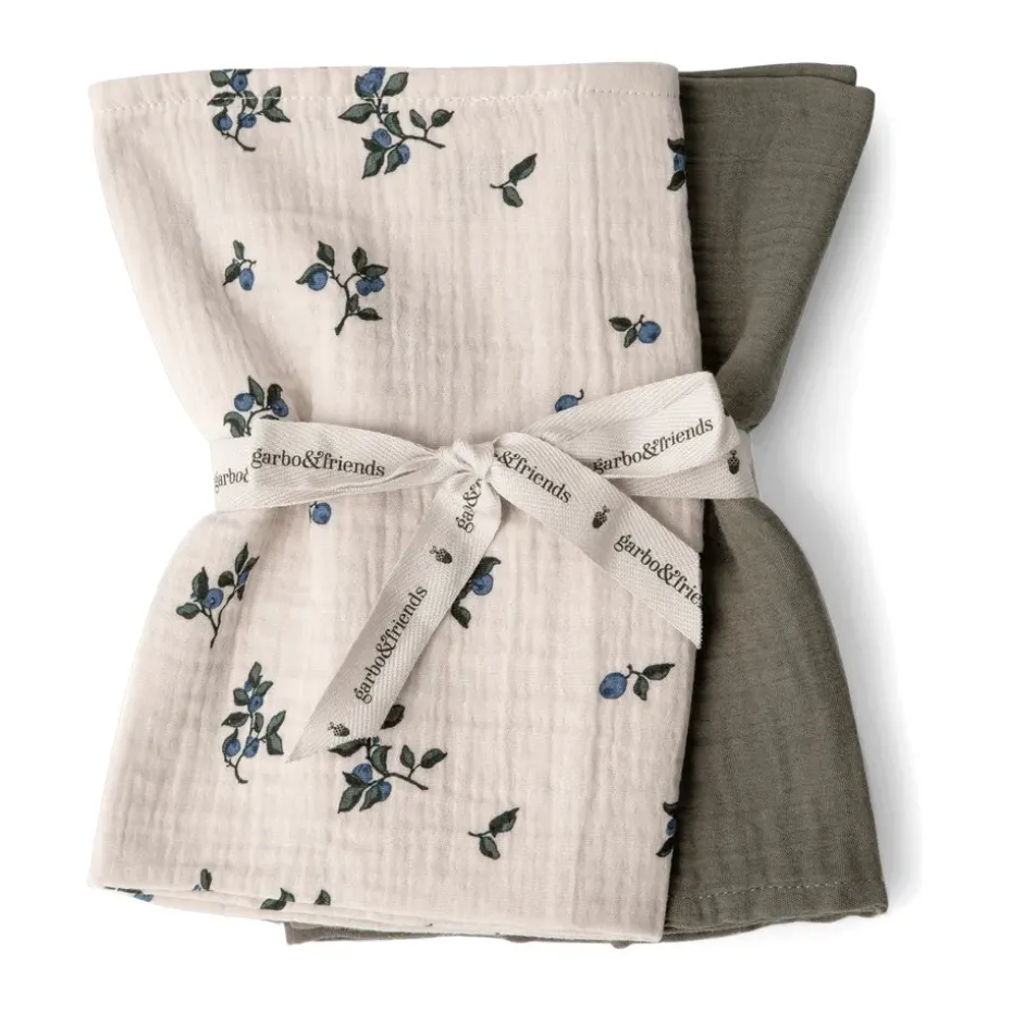 2 mantas pequeñas Blueberry Muslin, 60x60 cm