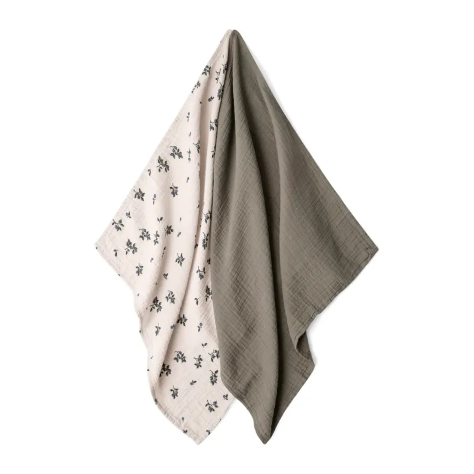 2 mantas pequeñas Blueberry Muslin, 60x60 cm