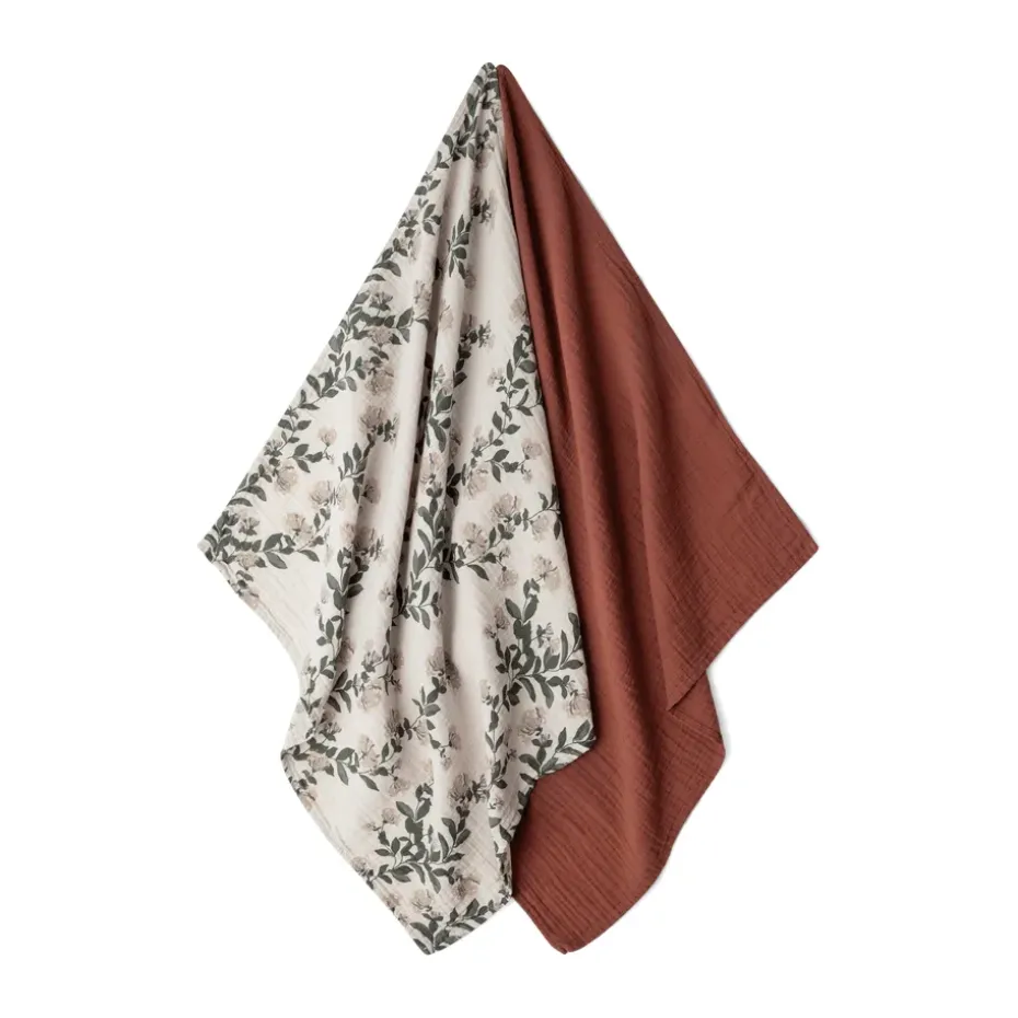 2 mantas pequeñas Honeysuckle Muslin, 60x60 cm