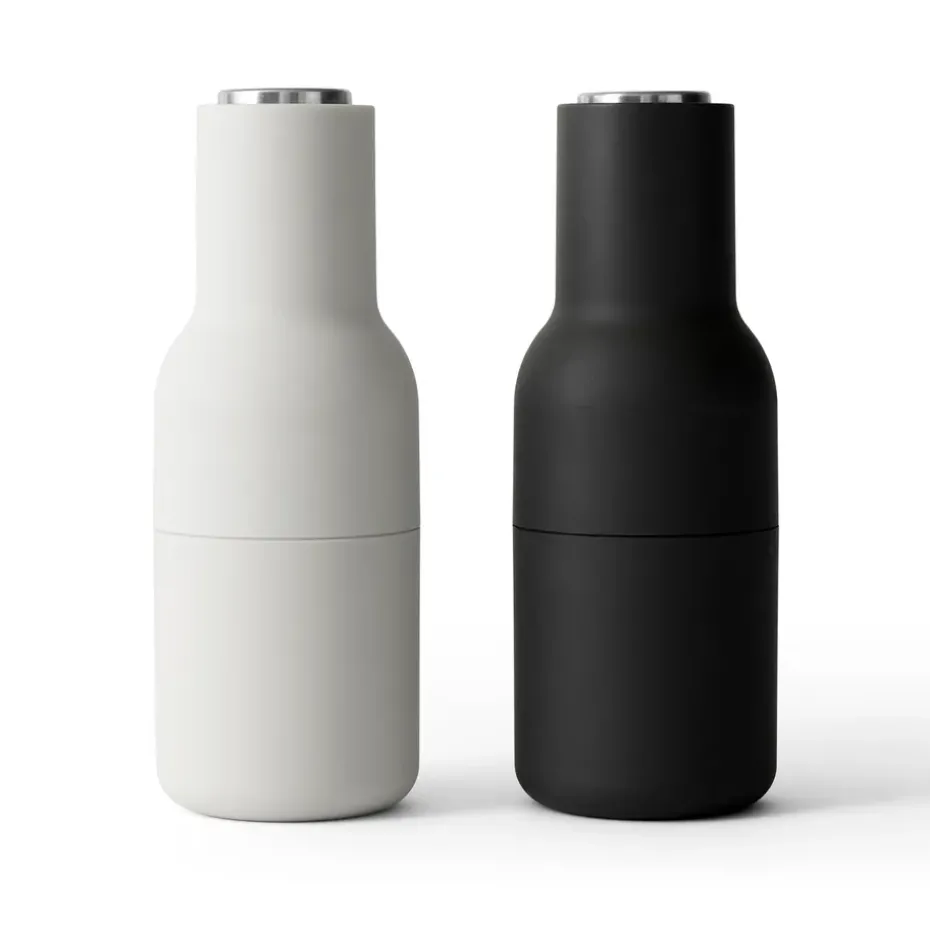 2 molinillos de especias Bottle, Ash-carbon (tapa de acero)