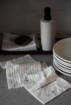 2 Paños de cocina Ernst cita/rayas, Blanco
