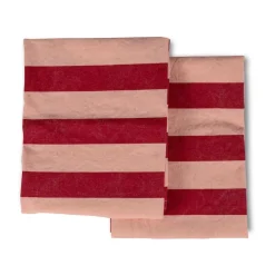 2 Paños de cocina Leya stripe 50x70 cm, Rojo-rosa