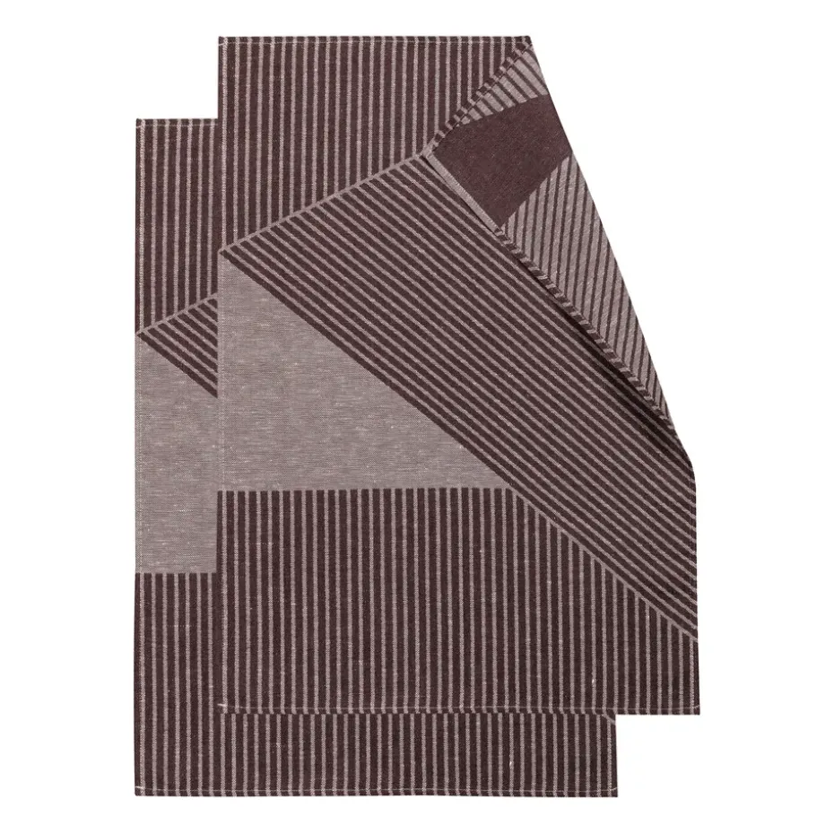 2 Paños de cocina Stripes 47x70 cm, marrón-blanco