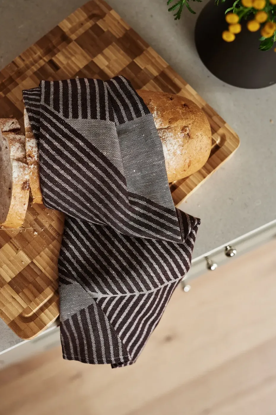 2 Paños de cocina Stripes 47x70 cm, marrón-blanco