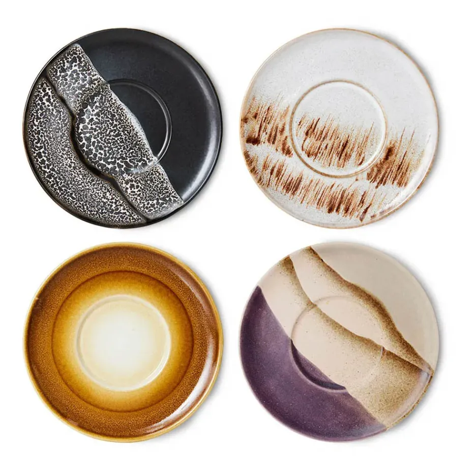4 Platos de café 70's Ø13 cm, Mutli