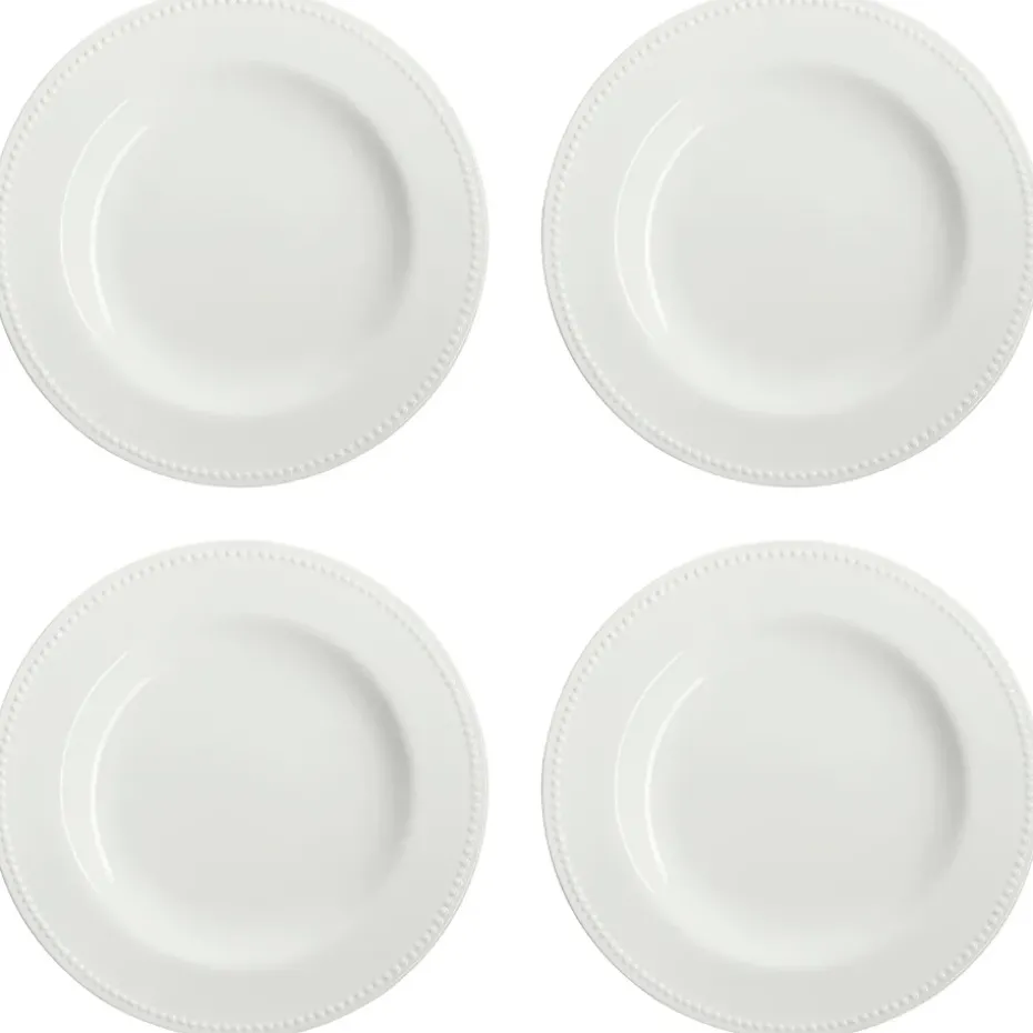 4 Platos Dots 28 cm, Blanco crema