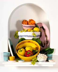 2 Platos hondos Ottolenghi Feast Ø22 cm, Pink-pepper blue