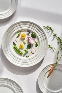 6 Platos Lines Ø21 cm, blanco