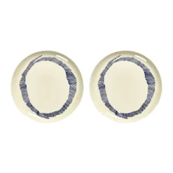 2 Platos Ottolenghi Feast L Ø26 cm, White stripes-blue
