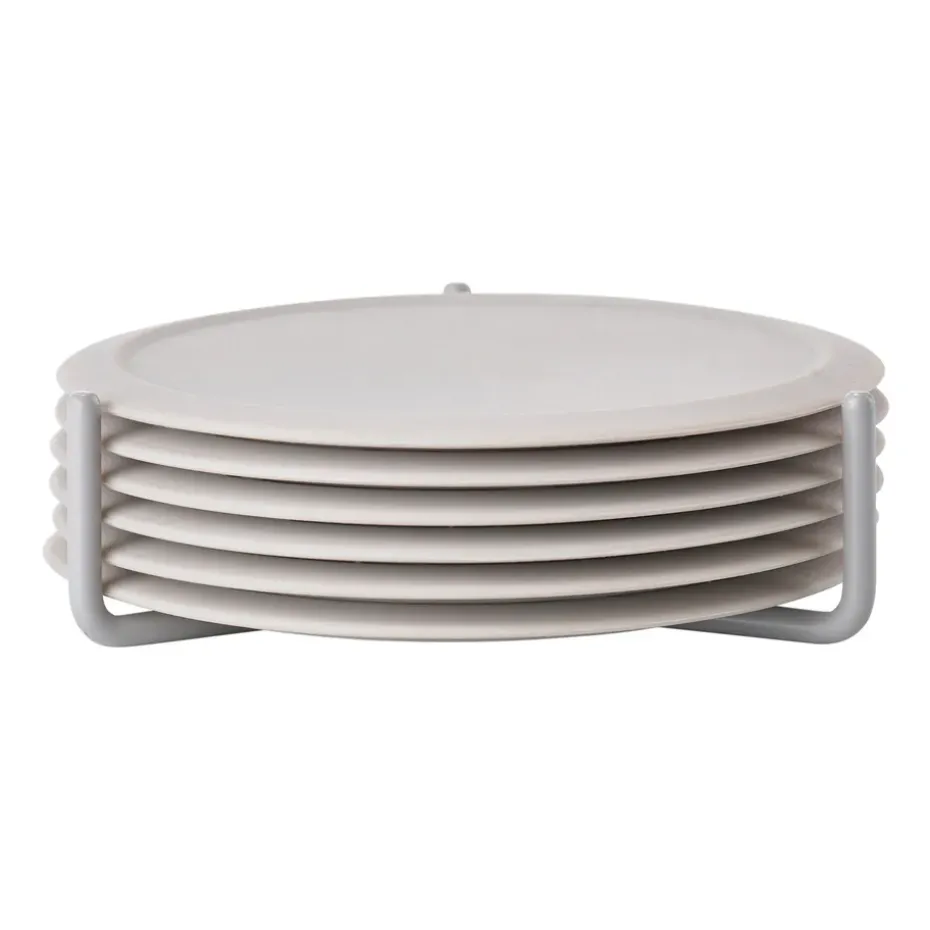 6 Posavasos con soporte Singles, Warm grey