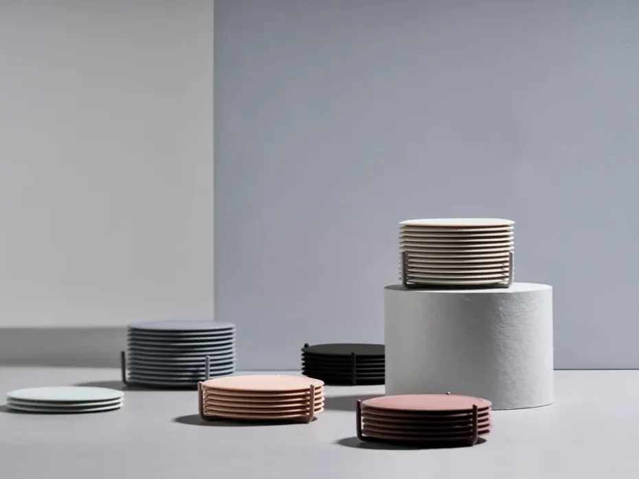 6 Posavasos con soporte Singles, Warm grey
