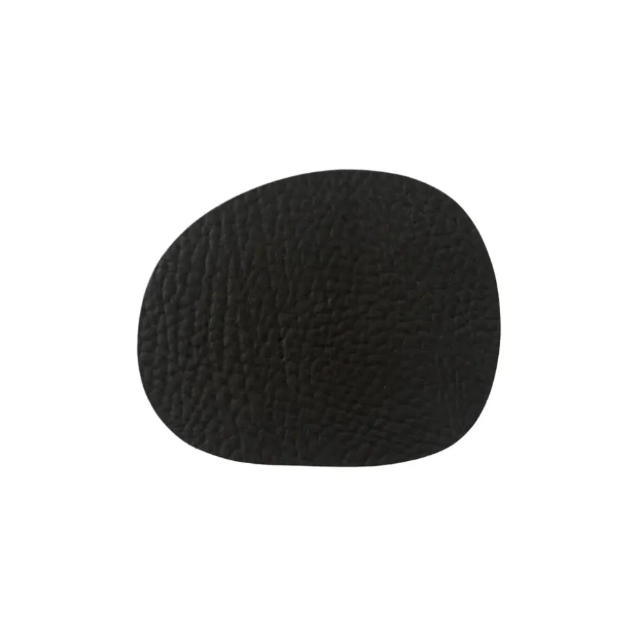 6 Posavasos Raw cuero, Black buffalo (negro)