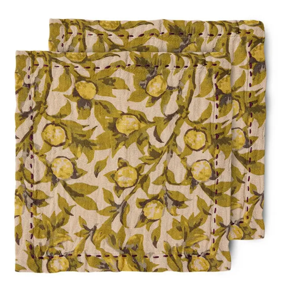 2 Servilletas de algodón Mediterranean 30x30 cm, Olive