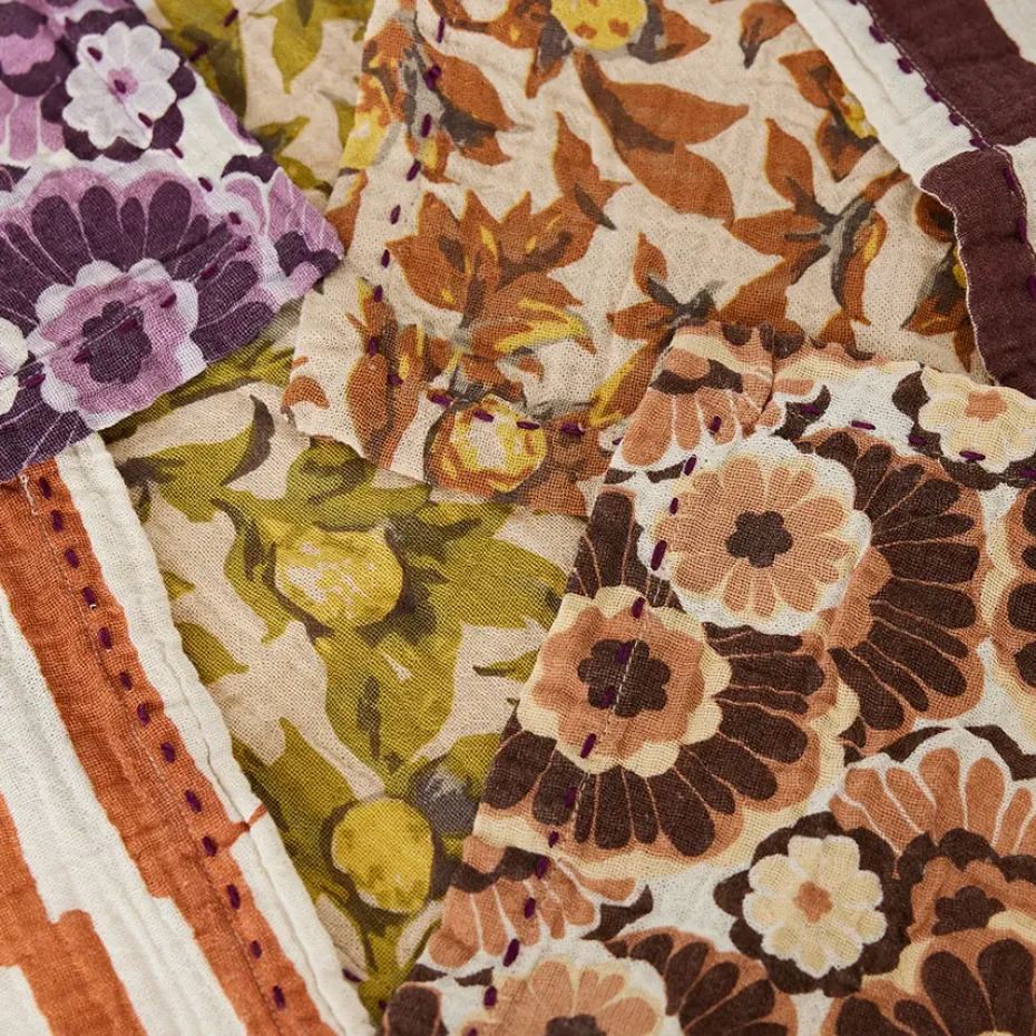 2 Servilletas de algodón Striped 30x30 cm, Burgundy
