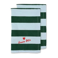 2 Servilletas Love 45x45 cm, Verde-azul claro