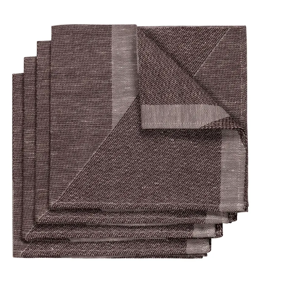 4 Servilletas Metric 47x47 cm, marrón-blanco