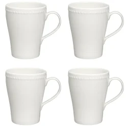 4 Tazas Dots 35 cl, Blanco crema