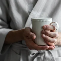 4 Tazas Dots 35 cl, Blanco crema