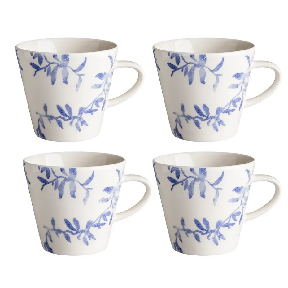 4 Tazas Havspil 30 cl, azul-blanco