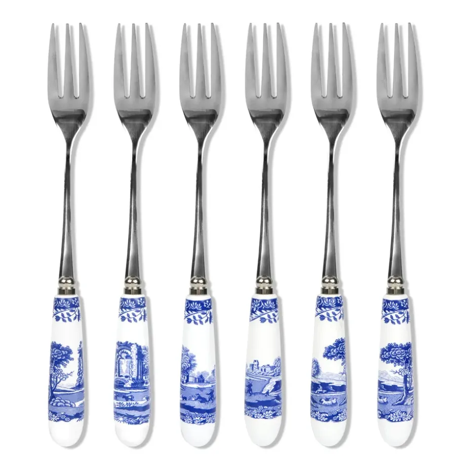 6 Tenedores de postreBlue Italian, Cerámica-acero inoxidable