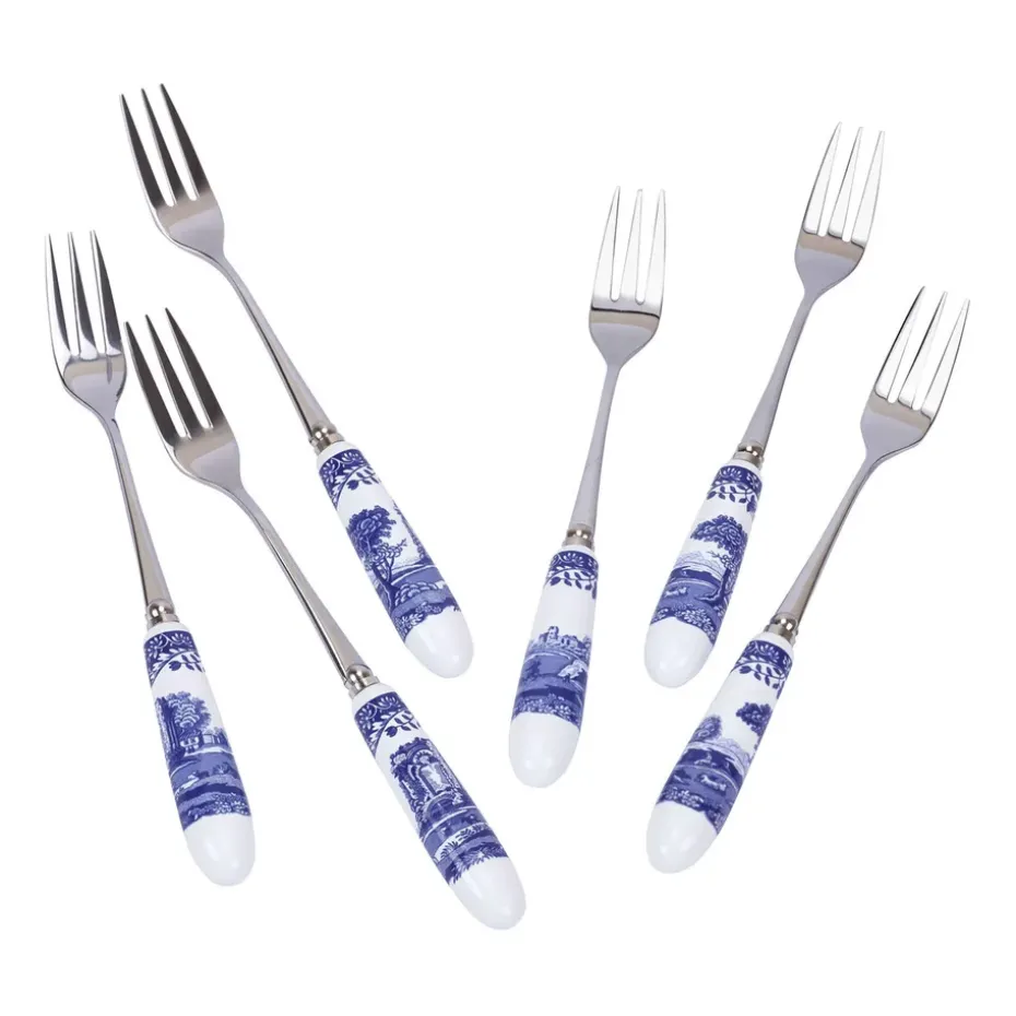 6 Tenedores de postreBlue Italian, Cerámica-acero inoxidable