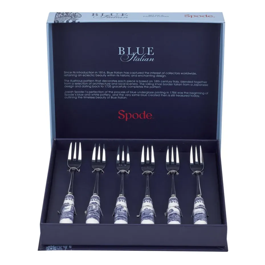 6 Tenedores de postreBlue Italian, Cerámica-acero inoxidable