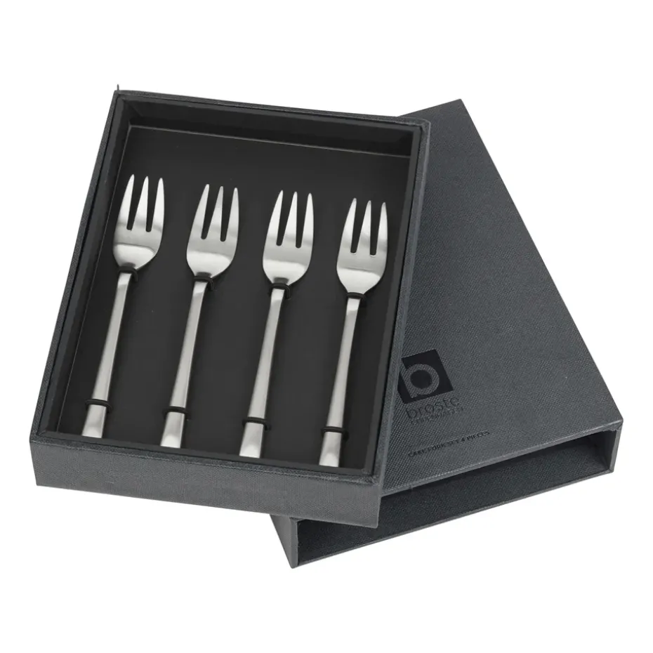4 Tenedores para tarta Hune, Brushed satin