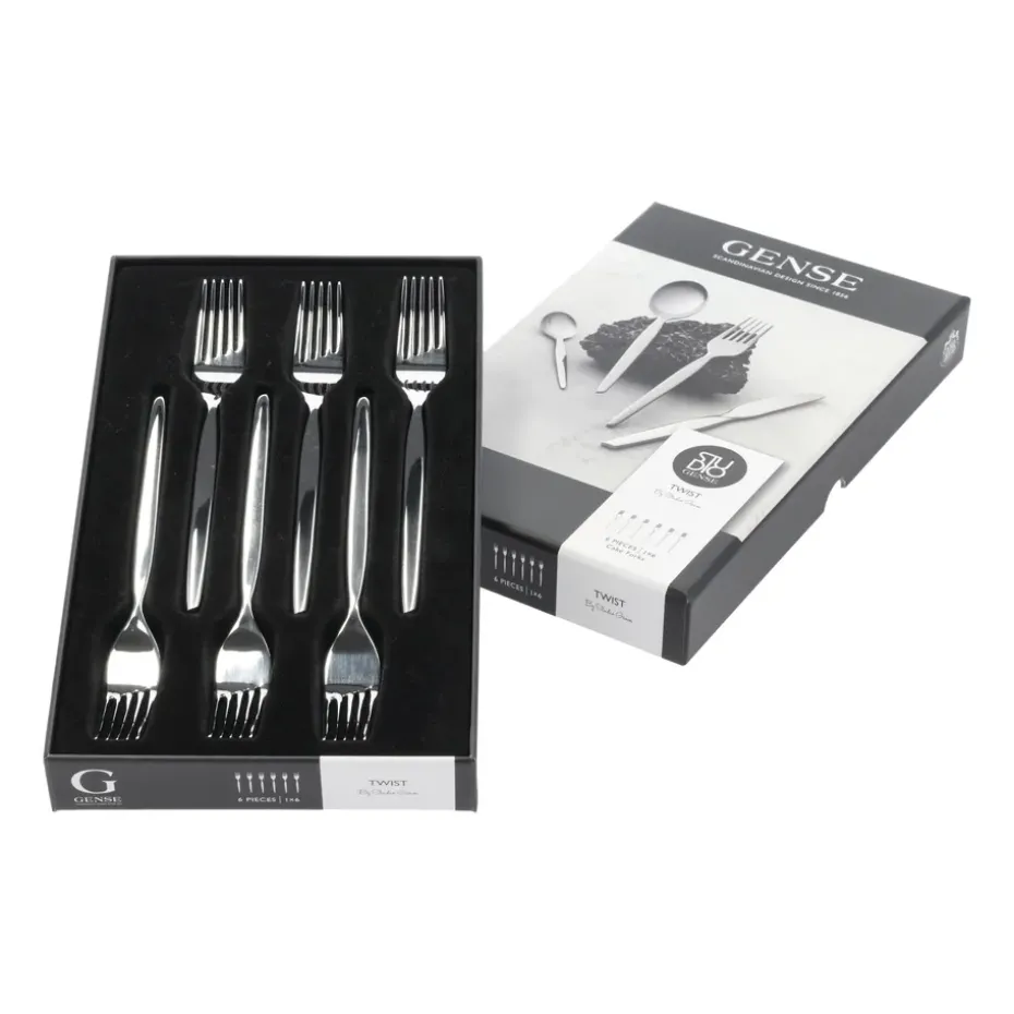 6 Tenedores para tarta Twist, acero inoxidable