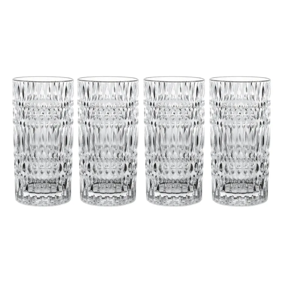 4 Vasos alargados Ethno 43,4 cl, transparente