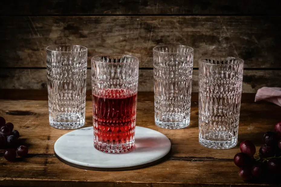 4 Vasos alargados Ethno 43,4 cl, transparente