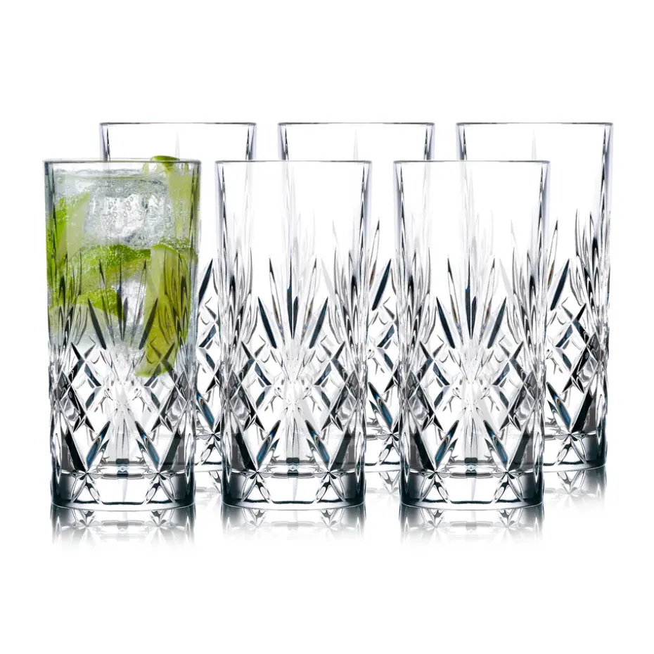 6 Vasos alargados Melodia 36 cl, Cristal