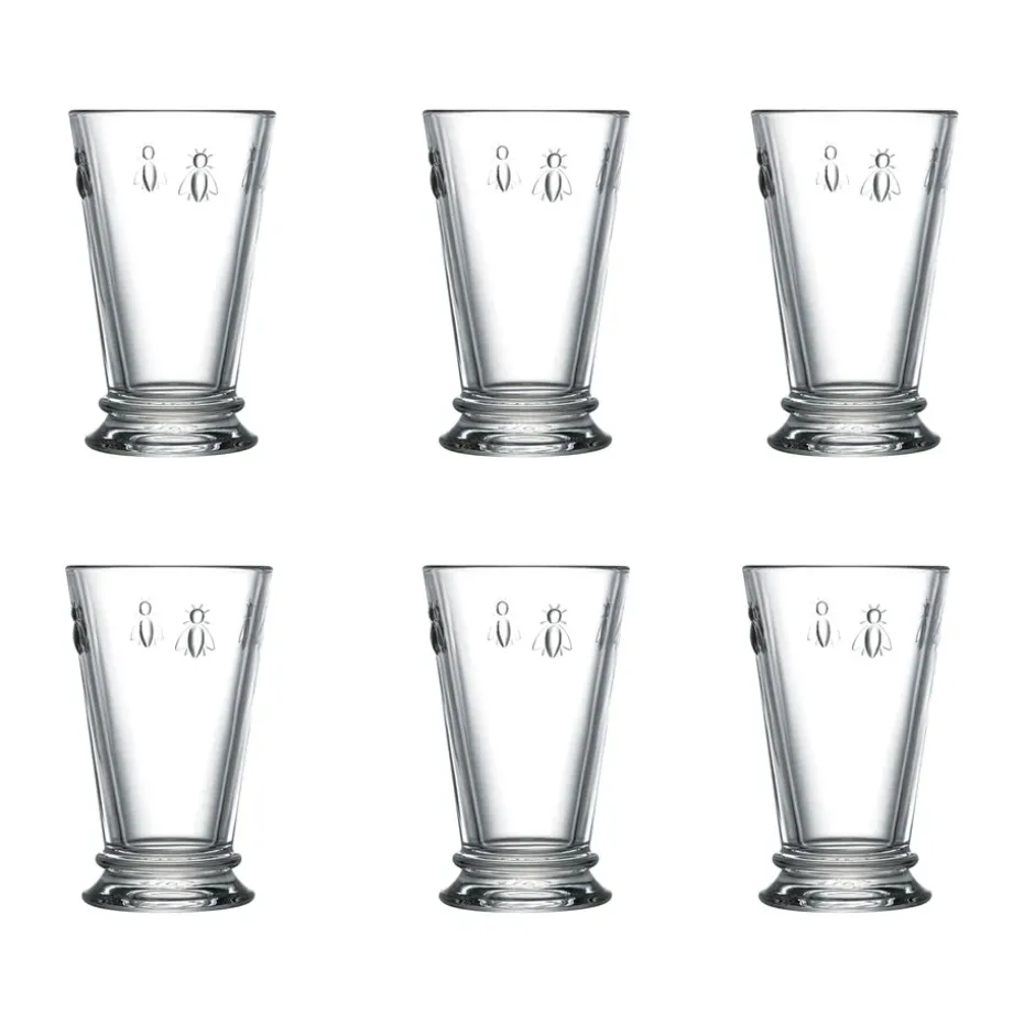 6 Vasos de bebidas alargados Abeille 31 cl, Transparente