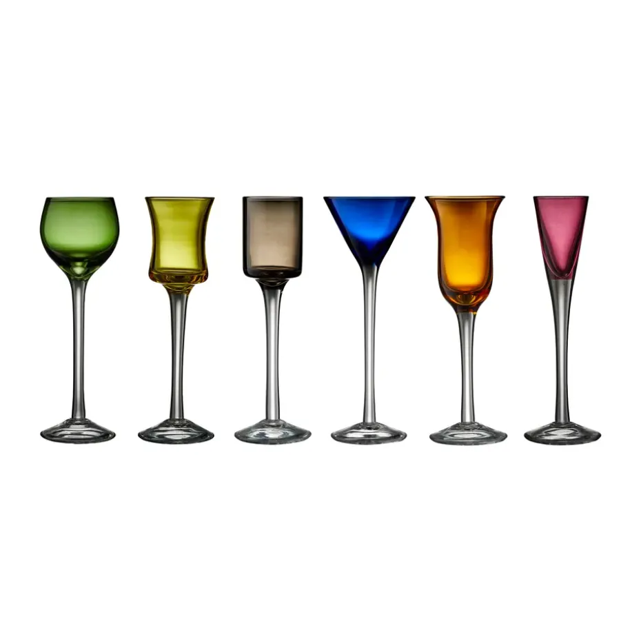6 Vasos de chupito Lyngby Glas 2,5-5 cl, Mix